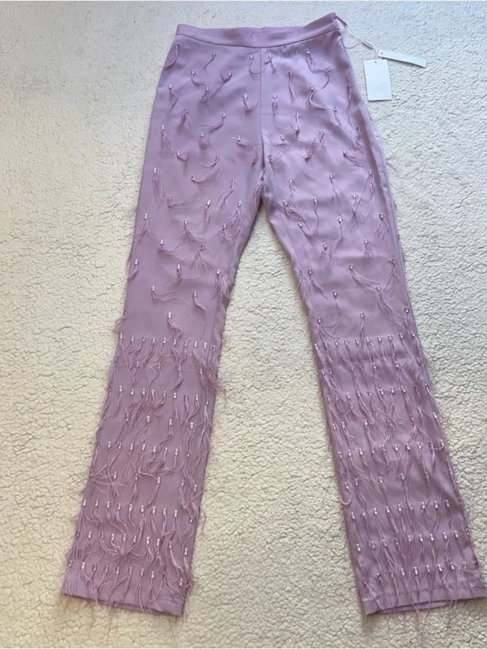 NWT Lisa Maree Wild Love Real Feather Pant in Lilac Size Small $295 - Picture 3 of 13